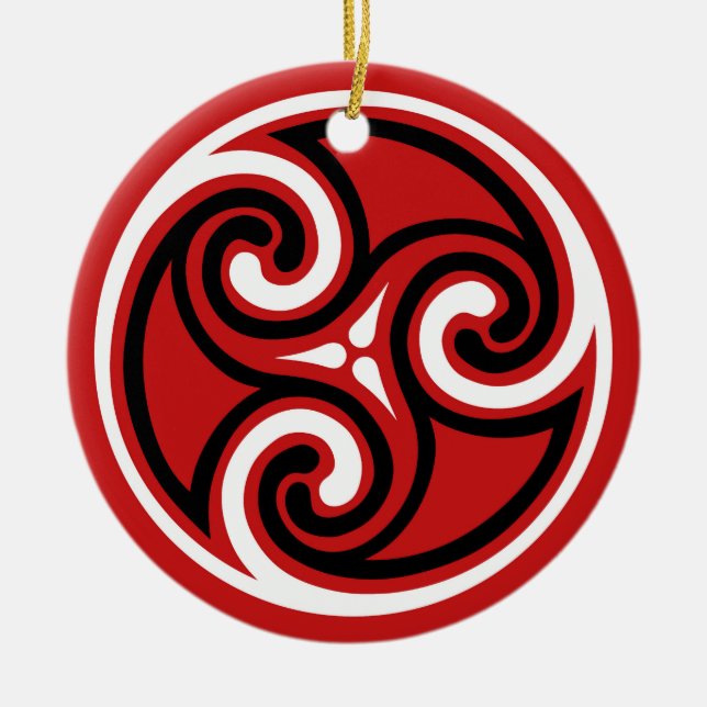Celtic Triskele Mönster, Red, Black and White Julgransprydnad Keramik (Framsidan)