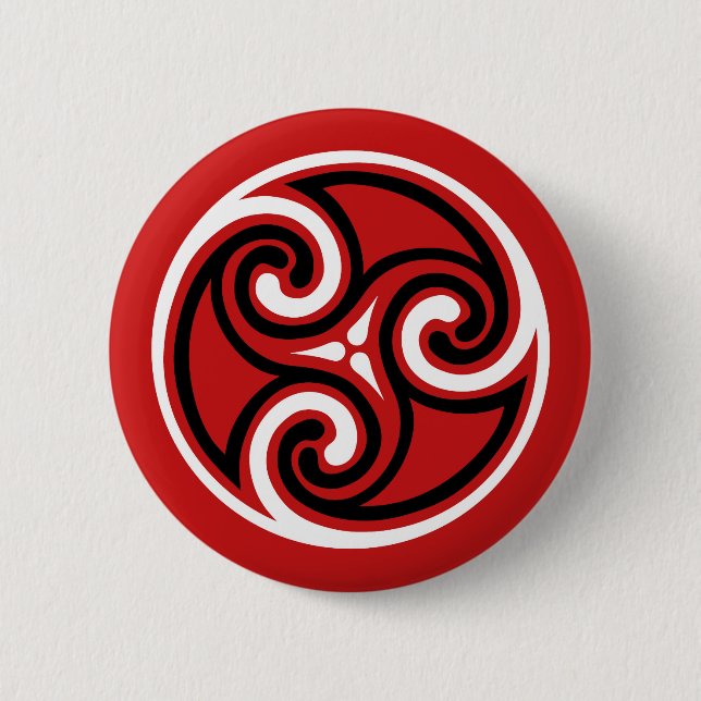 Celtic Triskele Ornament, Red, Black and White Knapp (Framsida)
