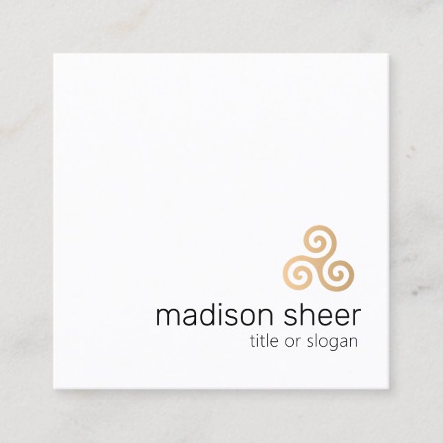 Celtic Triskele Symbol, Guld Triple Spiral Fyrkantigt Visitkort (Framsida)