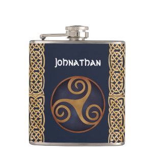 Celtic Triskelion (blå) Anpassningsbar Fickplunta