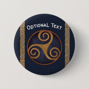 Celtic Triskelion (blå) Anpassningsbar Knapp