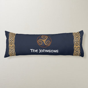 Celtic Triskelion (blå) Anpassningsbar Kroppskudde