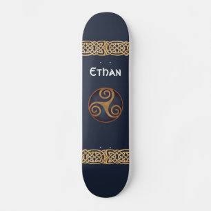 Celtic Triskelion (Blue) Anpassningsbar Mini Skateboard Bräda 18,5 Cm