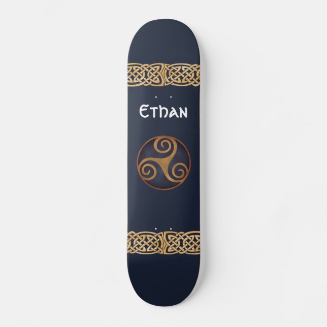 Celtic Triskelion (Blue) Anpassningsbar Mini Skateboard Bräda 18,5 Cm (Framsida)