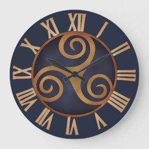Celtic Triskelion (Blue) Anpassningsbar Stor Klocka