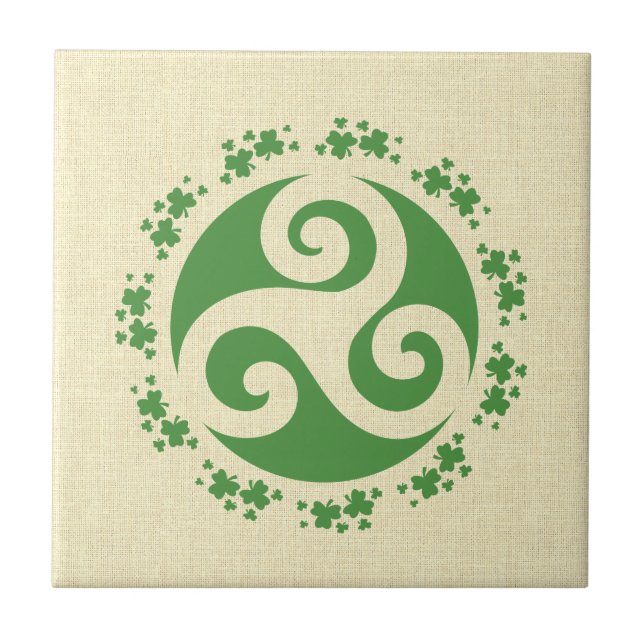 Celtic Triskelion & Shamrocks Kakelplatta (Framsidan)
