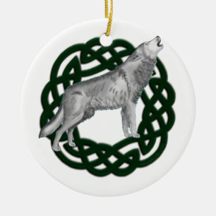 Celtic varg julgransprydnad keramik