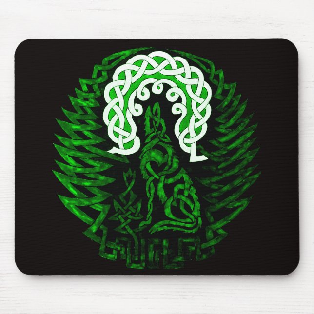 Celtic varg-/månegrönt musmatta (Framsidan)