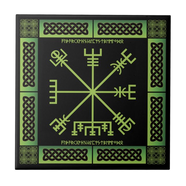 Celtic Vegvisir Ceramic Tile Kakelplatta (Framsidan)