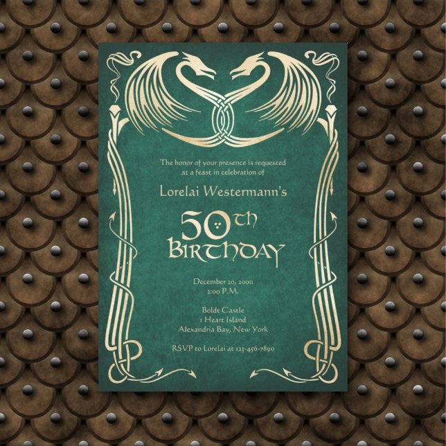 Celtic Viking Dragon 50:e födelsedagen Inbjudningar (Skapare uppladdad)