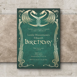 Celtic Viking Dragon Birthday Inbjudningar