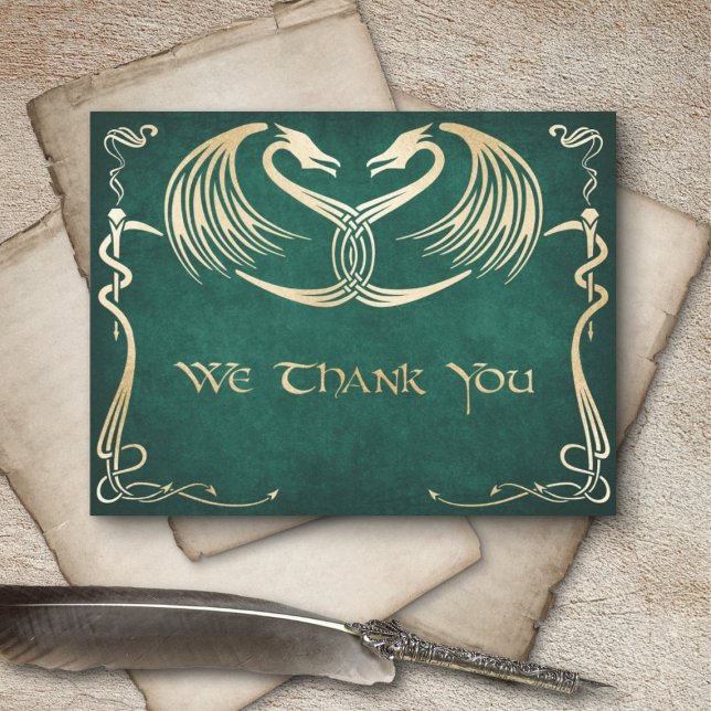 Celtic Viking Dragon Bröllop Tack Kort (Skapare uppladdad)
