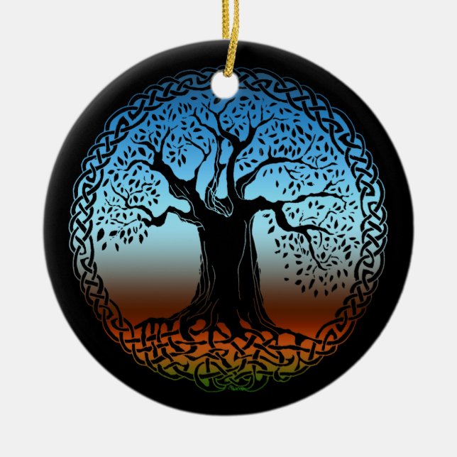 Celtic vishetträd (jordversionen) julgransprydnad keramik (Framsidan)