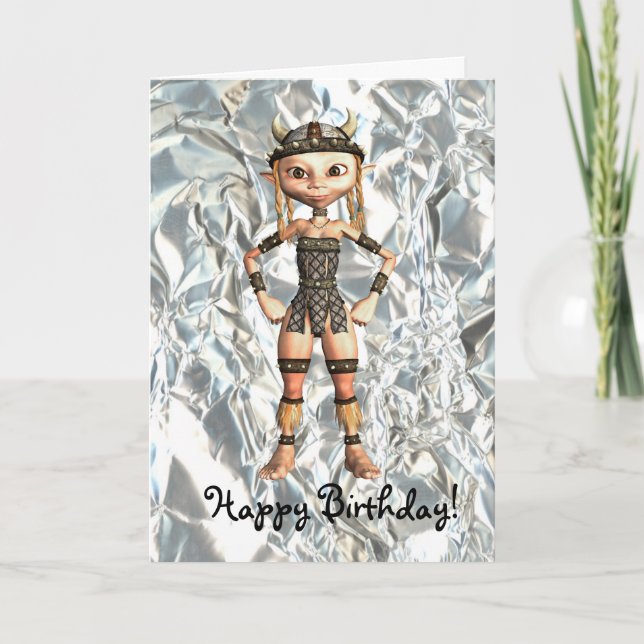 Celtic Warrior Girl's Birthday Card Kort (Framsida)