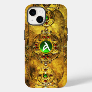 CELTIC WARRIOR SHIELD EMERALD RUBY GEM MONOGRAM