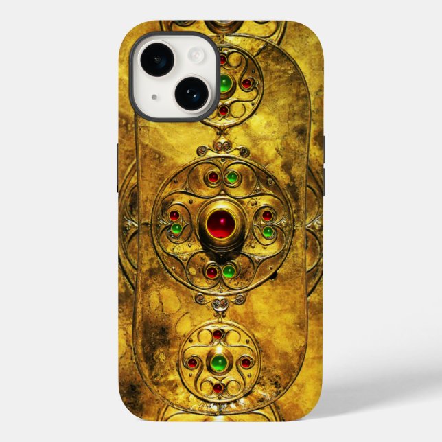 CELTIC WARRIOR SHIELD EMERALD RUBY GEM STONES (Baksida)