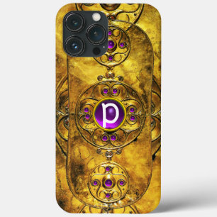 CELTIC WARRIOR SHIELD LILA AMETHYST GEM MONOGRAM