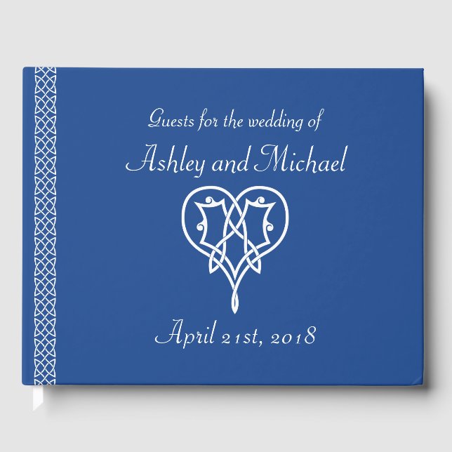 Celtic Weave Hearts in Blue Guest Bok (Framsida)