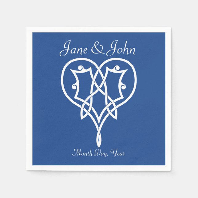 Celtic Weave Hearts in Blue Napkins Pappersservett (Framsidan)