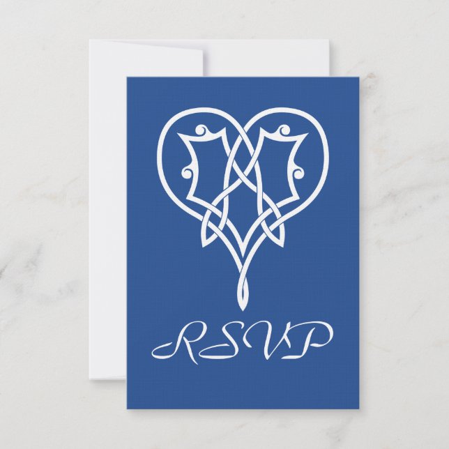 Celtic Weave Hearts in Blue RSVP-kort OSA Kort (Framsida)