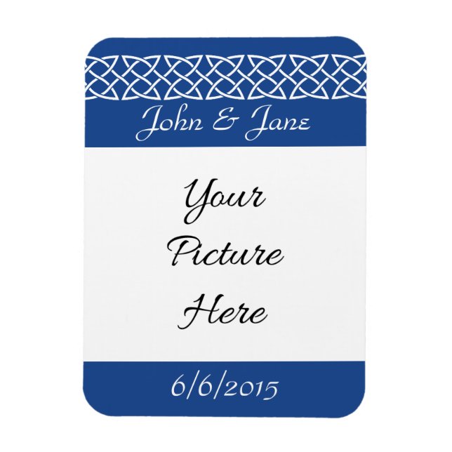 Celtic Weave Hearts in Blue Spara-the-Date Magnet (Vertikal)