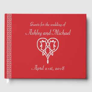 Celtic Weave Hearts in Cherry Guest Bok