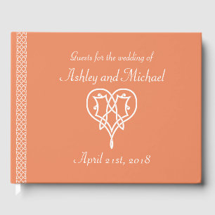Celtic Weave Hearts in Coral Guest Bok