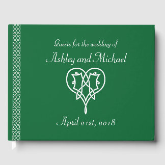 Celtic Weave Hearts in Grönt Guest Bok