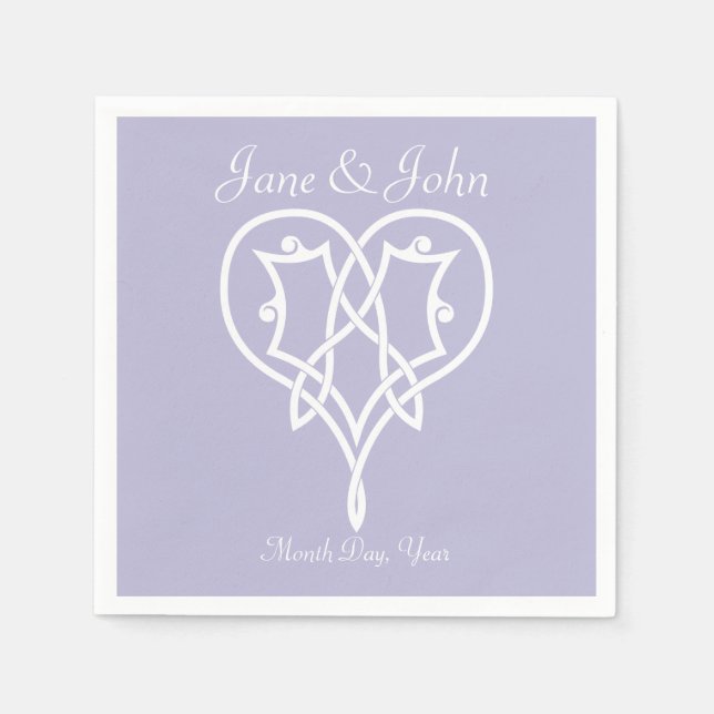 Celtic Weave Hearts in Lavender Napkins Pappersservett (Framsidan)