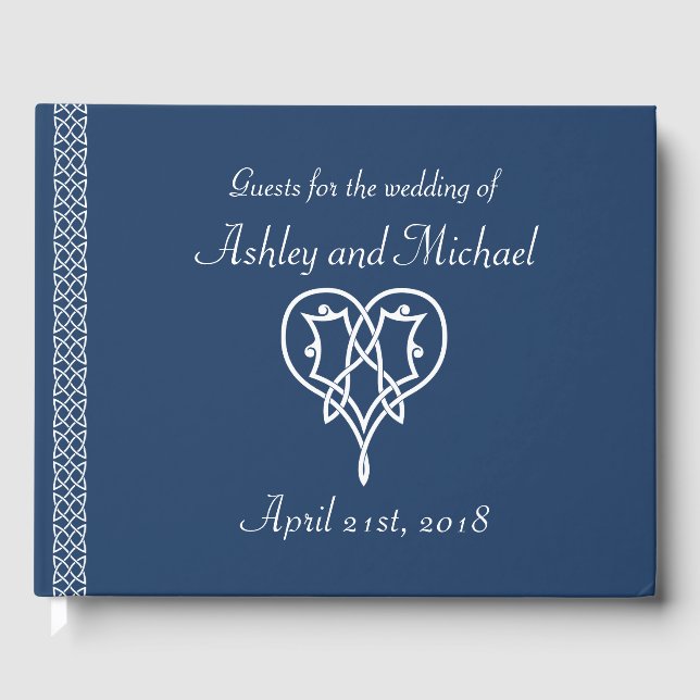 Celtic Weave Hearts in Navy Guest Bok (Framsida)