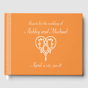 Celtic Weave Hearts in Orange Guest Bok