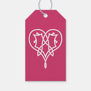 Celtic Weave Hearts in Raspberry Gift Märkre Presentetikett