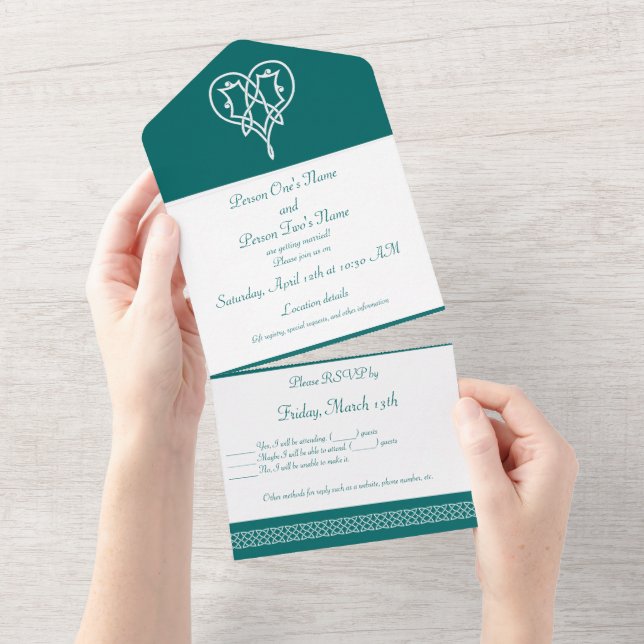 Celtic Weave Hearts in Teal All in one Kallelse (Tearaway)