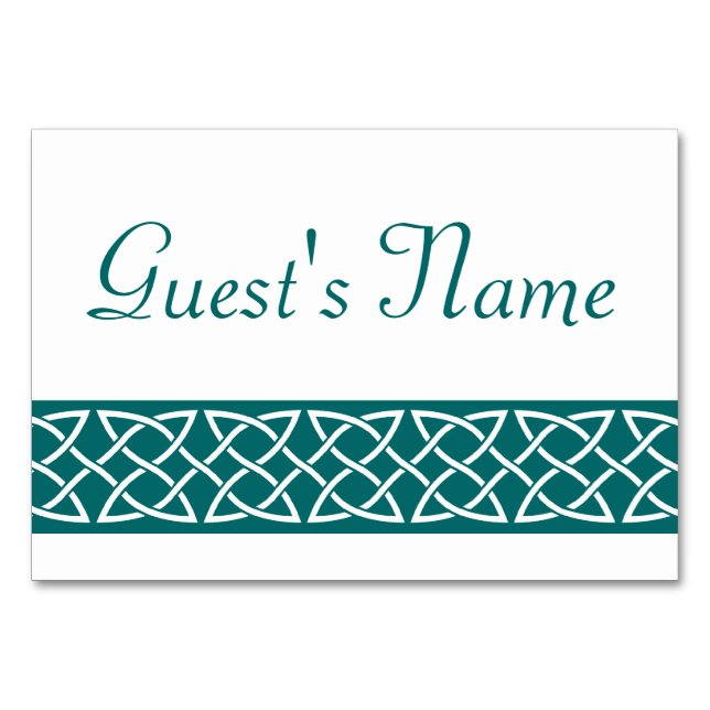 Celtic Weave Hearts in Teal Bord Card Bordsnummer (Framsidan)