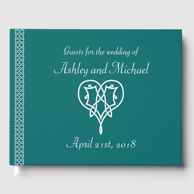 Celtic Weave Hearts in Teal Guest Bok (Framsida)