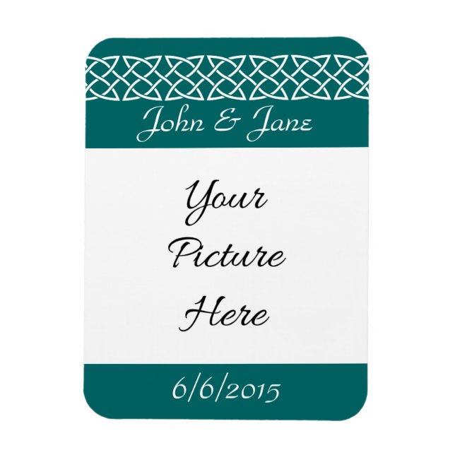 Celtic Weave Hearts in Teal Spara-the-Date Magnet (Vertikal)