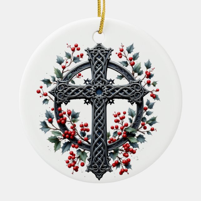Celtic Winter Cross Christmas Ornament (Framsidan)