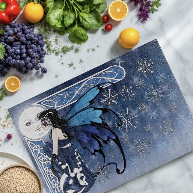 Celtic Winter Moon Fairy Blue Snowflakes Fantasy (Skapare uppladdad)