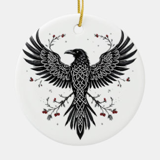 Celtic Winter Raven Christmas Ornament