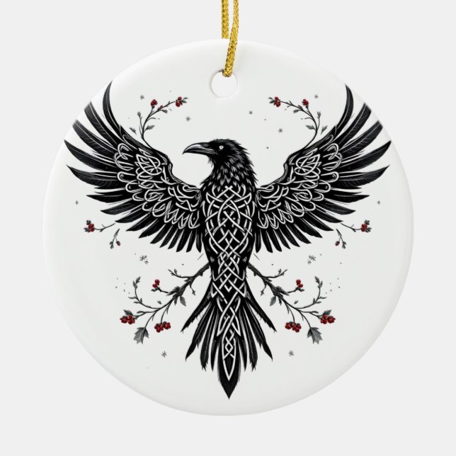 Celtic Winter Raven Christmas Ornament (Framsidan)