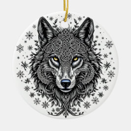 Celtic Winter Wolf Christmas Ornament