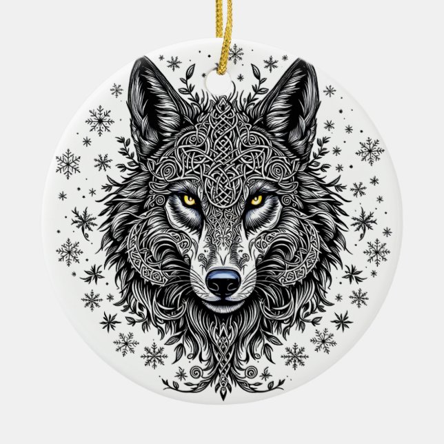 Celtic Winter Wolf Christmas Ornament (Framsidan)