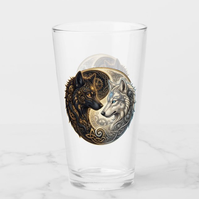 Celtic Yin Yang Vargar – Steampunk Harmoni.  Glaskopp (Framsida)