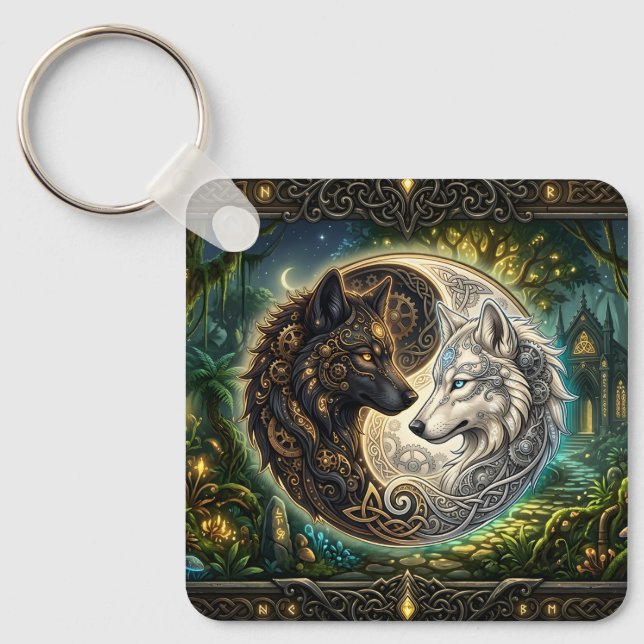 Celtic Yin Yang Vargar – Steampunk Harmoni.  Nyckelring (Framsida)