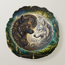 Celtic Yin Yang Vargar – Steampunk Harmoni.  Rund Kudde