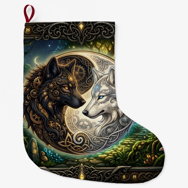 Celtic Yin Yang Vargar – Steampunk Harmoni.  Stor Julstrumpa (Framsidan)