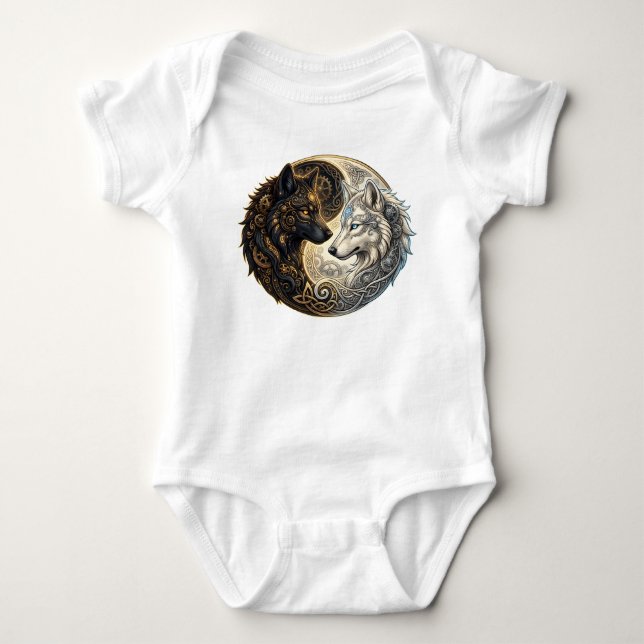 Celtic Yin Yang Vargar – Steampunk Harmoni.  T Shirt (Framsida)