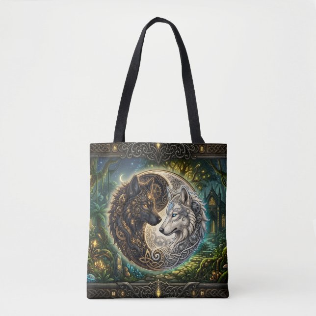 Celtic Yin Yang Vargar – Steampunk Harmoni.  Tygkasse (Framsida)