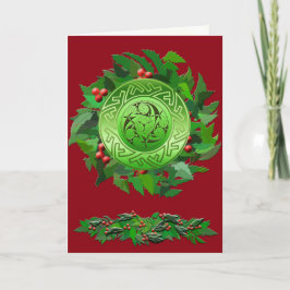 Celtic Yule Spiral med Holly Helgkort