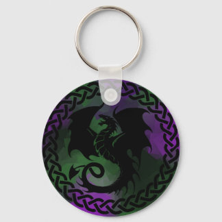 CelticCircleDragonPurpleGreen Nyckelring
